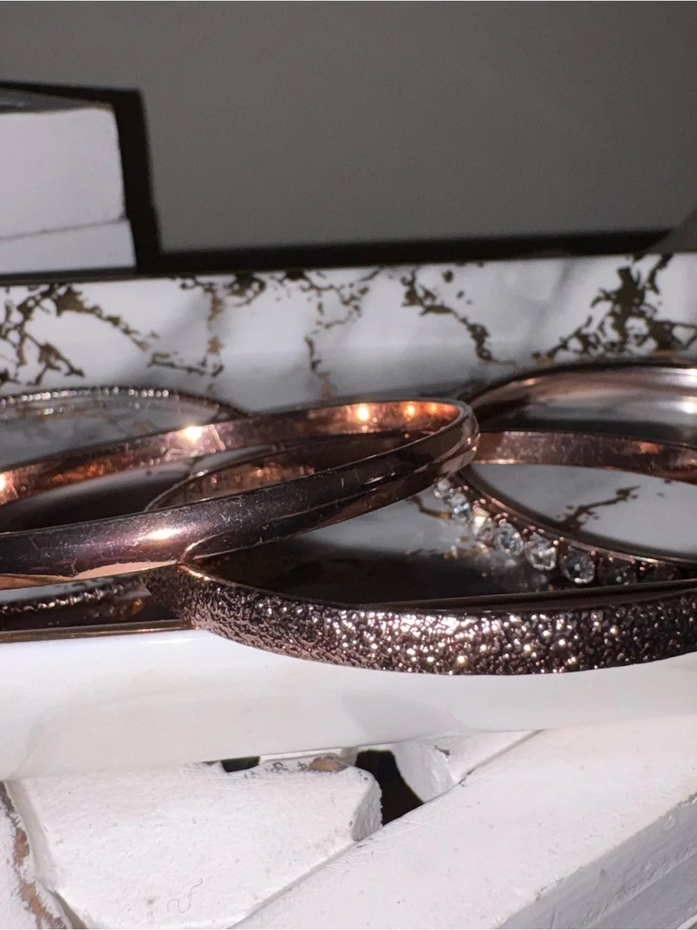 6 Rose Gold Stackable Bangle Bracelets - Picture 3 of 12